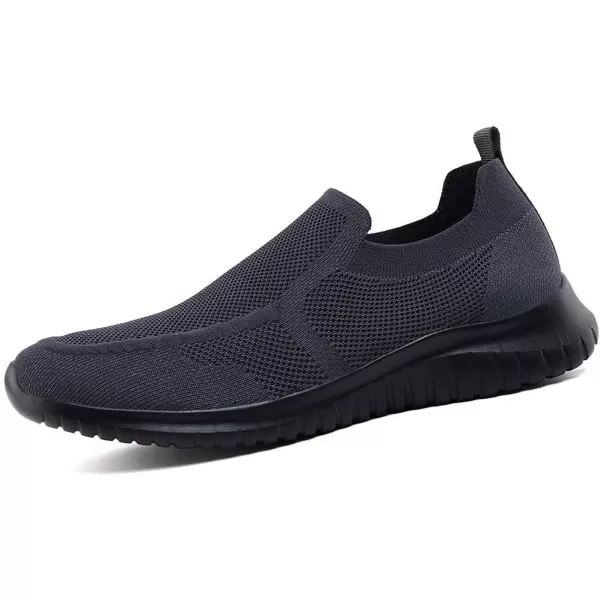 konhill Mens Breathable Tennis Shoes  Walking Casual Slip on Athletic SneakersAGrayBlack