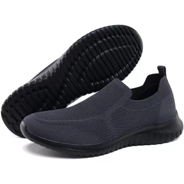 konhill Mens Breathable Tennis Shoes  Walking Casual Slip on Athletic SneakersAGrayBlack