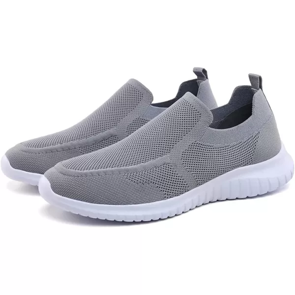 konhill Mens Breathable Tennis Shoes  Walking Casual Slip on Athletic SneakersALight Grey