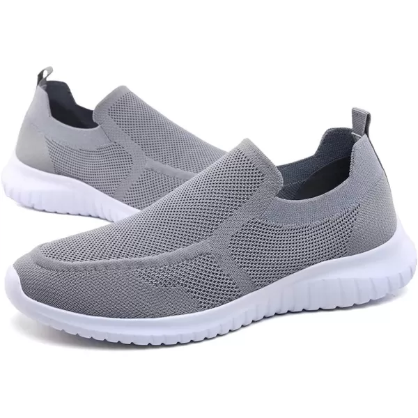 konhill Mens Breathable Tennis Shoes  Walking Casual Slip on Athletic SneakersALight Grey