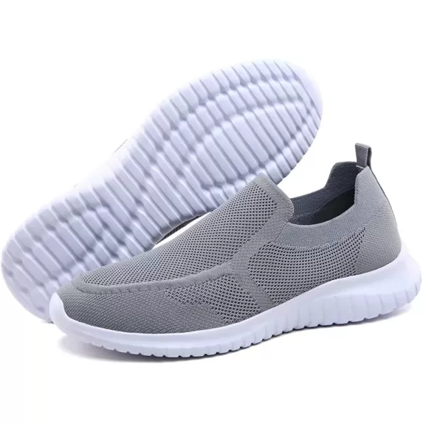 konhill Mens Breathable Tennis Shoes  Walking Casual Slip on Athletic SneakersALight Grey