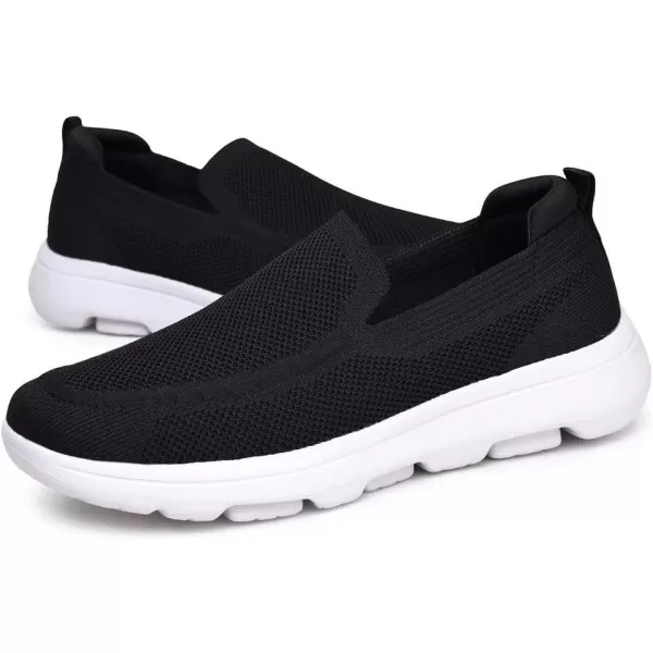 konhill Mens Breathable Walking Shoes  Tennis Casual Slip on Athletic SneakersABlack