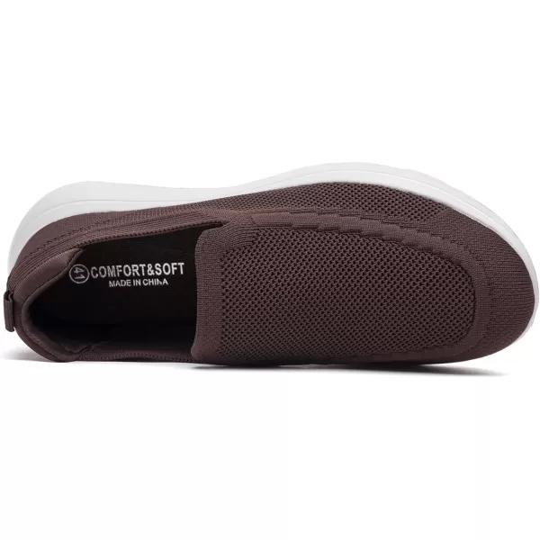 konhill Mens Breathable Walking Shoes  Tennis Casual Slip on Athletic SneakersABrown