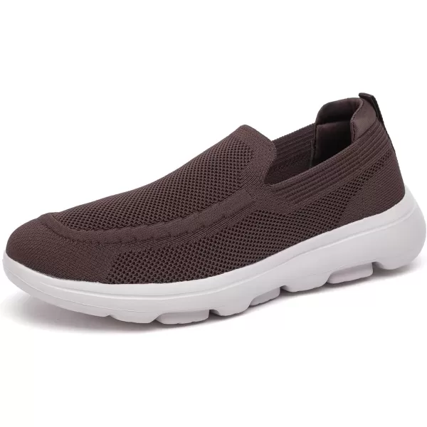 konhill Mens Breathable Walking Shoes  Tennis Casual Slip on Athletic SneakersABrown