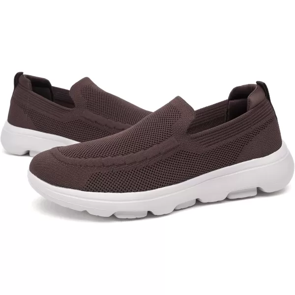 konhill Mens Breathable Walking Shoes  Tennis Casual Slip on Athletic SneakersABrown