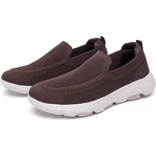konhill Mens Breathable Walking Shoes  Tennis Casual Slip on Athletic SneakersABrown