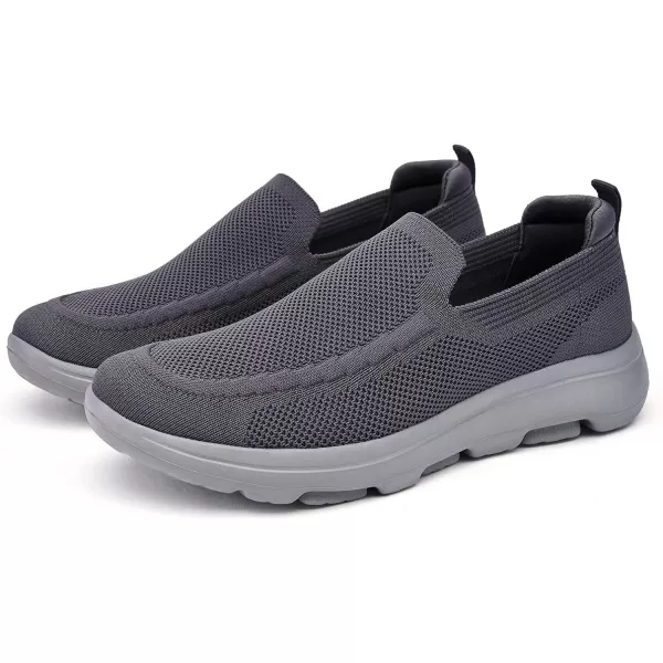 konhill Mens Breathable Walking Shoes  Tennis Casual Slip on Athletic SneakersADark GreyGrey