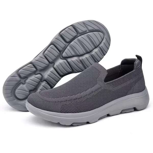 konhill Mens Breathable Walking Shoes  Tennis Casual Slip on Athletic SneakersADark GreyGrey