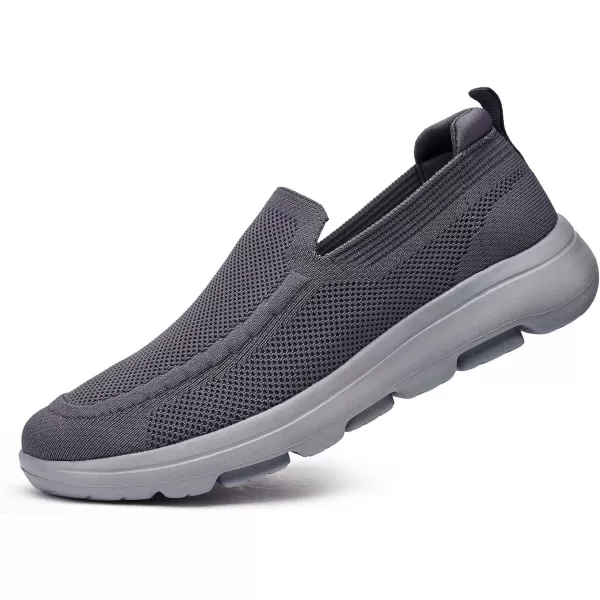 konhill Mens Breathable Walking Shoes  Tennis Casual Slip on Athletic SneakersADark GreyGrey