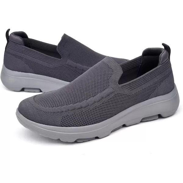 konhill Mens Breathable Walking Shoes  Tennis Casual Slip on Athletic SneakersADark GreyGrey