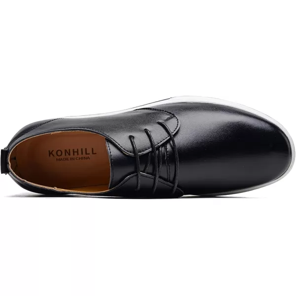 konhill Mens Casual Oxford Shoes  Breathable Dress Shoes Loafers Laceup Flat SneakersPt Black