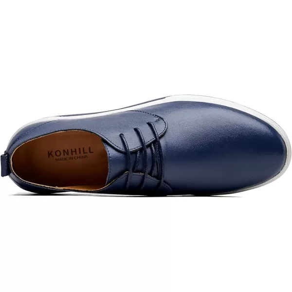 konhill Mens Casual Oxford Shoes  Breathable Dress Shoes Loafers Laceup Flat SneakersPt Navy