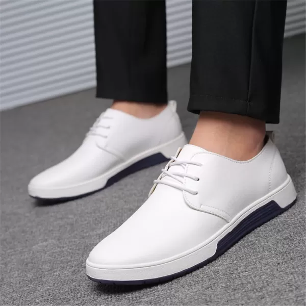 konhill Mens Casual Oxford Shoes  Breathable Dress Shoes Loafers Laceup Flat SneakersPt White