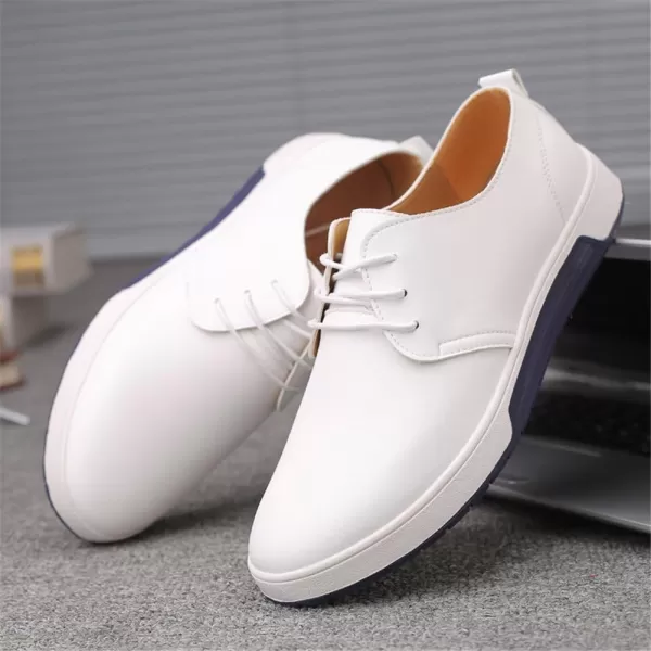 konhill Mens Casual Oxford Shoes  Breathable Dress Shoes Loafers Laceup Flat SneakersPt White