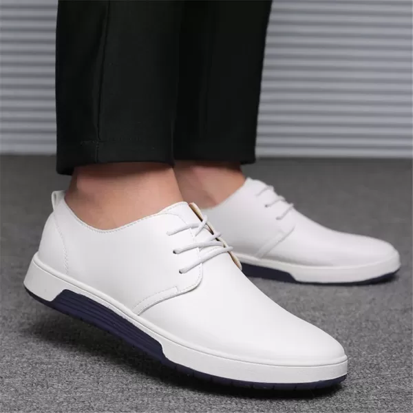 konhill Mens Casual Oxford Shoes  Breathable Dress Shoes Loafers Laceup Flat SneakersPt White