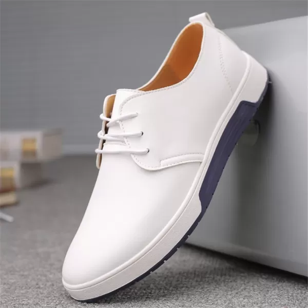 konhill Mens Casual Oxford Shoes  Breathable Dress Shoes Loafers Laceup Flat SneakersPt White