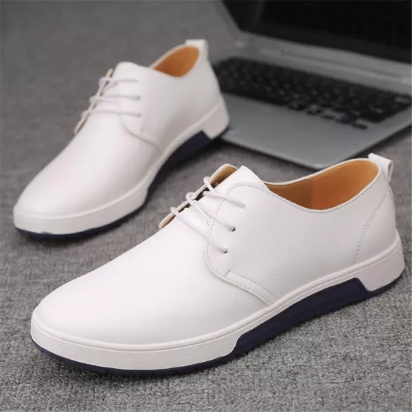 konhill Mens Casual Oxford Shoes  Breathable Dress Shoes Loafers Laceup Flat SneakersPt White