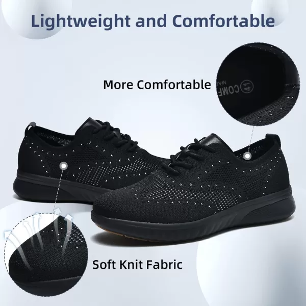 konhill Mens Mesh Sneakers Oxfords  Casual Lightweight Fashion Dress ShoesCBlack