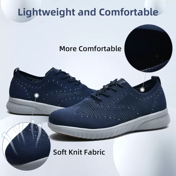 konhill Mens Mesh Sneakers Oxfords  Casual Lightweight Fashion Dress ShoesCDark Blue