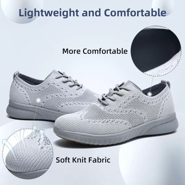 konhill Mens Mesh Sneakers Oxfords  Casual Lightweight Fashion Dress ShoesCLight Grey