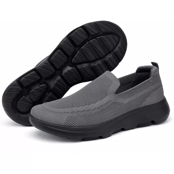 konhill Mens Slip on Loafers Walking Shoes  Mesh Casual Tennis SneakerADark GreyBlack