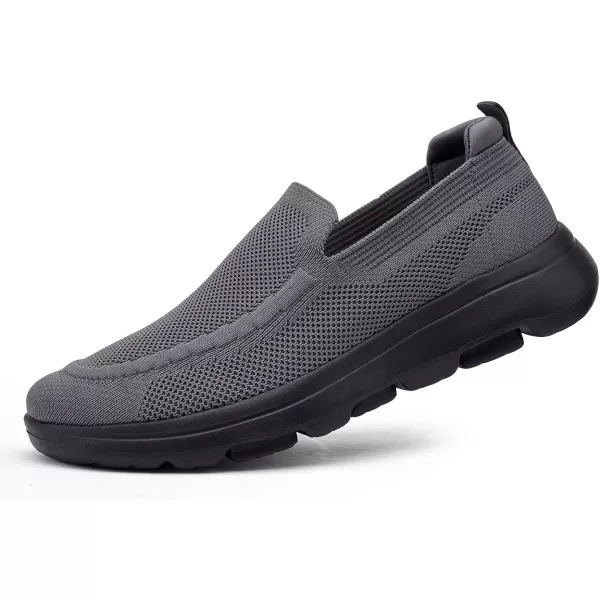 konhill Mens Slip on Loafers Walking Shoes  Mesh Casual Tennis SneakerADark GreyBlack