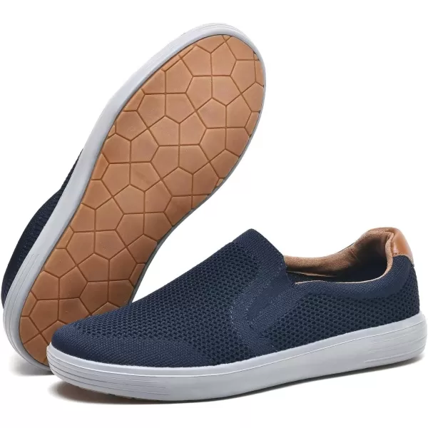 konhill Mens Slip on Sneaker  Knit Walking Loafers Memory Foam Driving Work Skate Shoes Arch Support Slip Resistant ShoesANavy