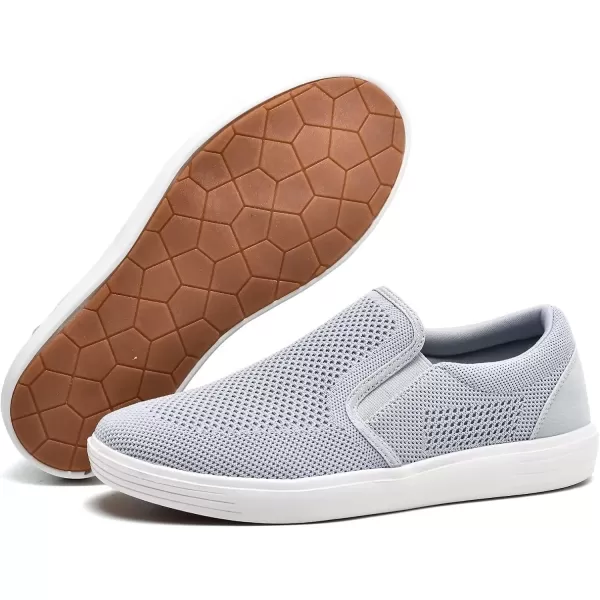konhill Mens Slip on Sneaker  Knit Walking Loafers Memory Foam Driving Work Skate Shoes Arch Support Slip Resistant ShoesCGray