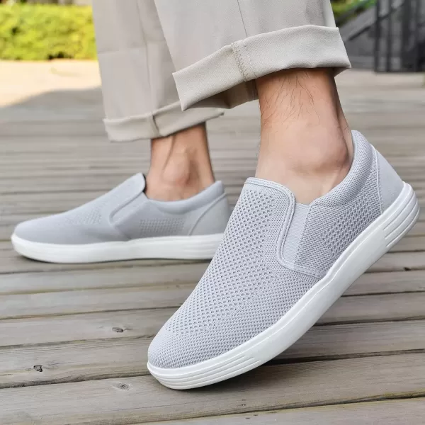 konhill Mens Slip on Sneaker  Knit Walking Loafers Memory Foam Driving Work Skate Shoes Arch Support Slip Resistant ShoesCGray