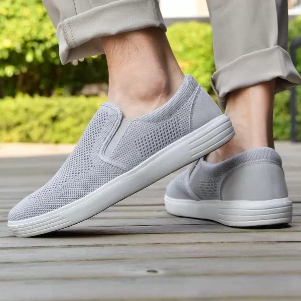 konhill Mens Slip on Sneaker  Knit Walking Loafers Memory Foam Driving Work Skate Shoes Arch Support Slip Resistant ShoesCGray