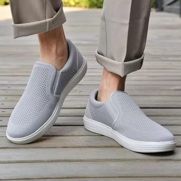 konhill Mens Slip on Sneaker  Knit Walking Loafers Memory Foam Driving Work Skate Shoes Arch Support Slip Resistant ShoesCGray