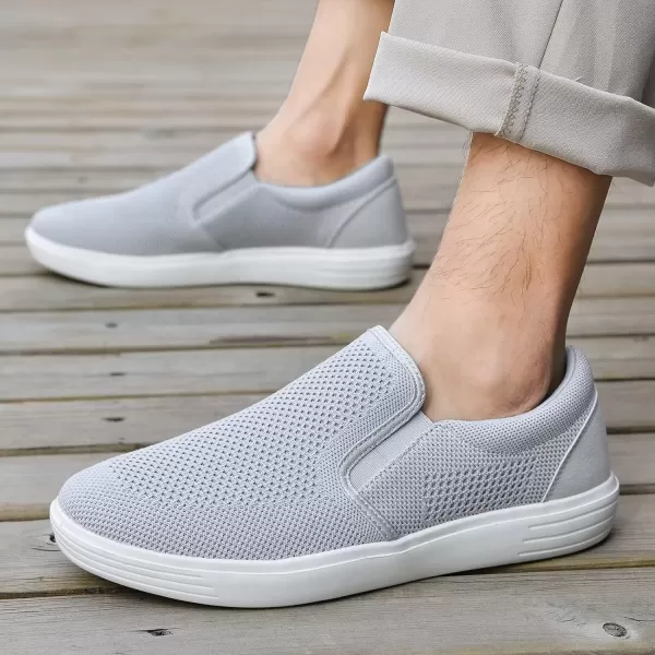 konhill Mens Slip on Sneaker  Knit Walking Loafers Memory Foam Driving Work Skate Shoes Arch Support Slip Resistant ShoesCGray