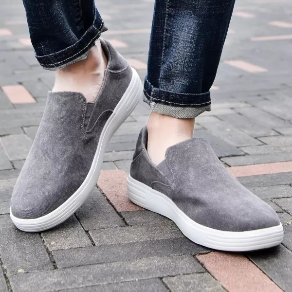 konhill Mens Slip on Sneaker  Knit Walking Loafers Memory Foam Driving Work Skate Shoes Arch Support Slip Resistant ShoesDLight Grey