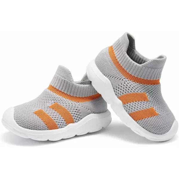 konhill Toddler Boys Girls Shoes Kids Walking Trainers Soft Knit Lightweight Tennis Cute Sneakers Elastic SocksCLight Grey