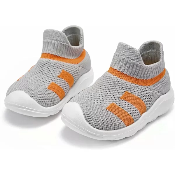 konhill Toddler Boys Girls Shoes Kids Walking Trainers Soft Knit Lightweight Tennis Cute Sneakers Elastic SocksCLight Grey