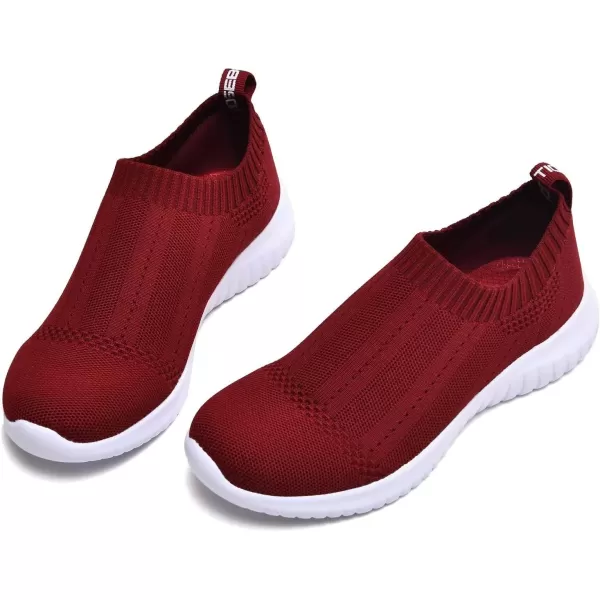 konhill Womens Casual Walking Shoes Breathable Mesh Work Slipon Sneakers8822 Burgundy