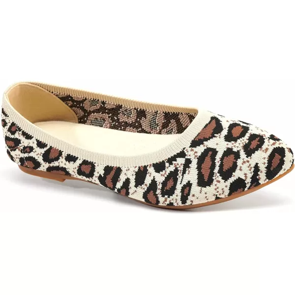 konhill Womens Classic Ballet Flats  Pointy Toe Soft Knit Slip on Dress Shoes 55 US Leopard Beigekonhill Womens Classic Ballet Flats  Pointy Toe Soft Knit Slip on Dress Shoes 55 US Leopard Beige