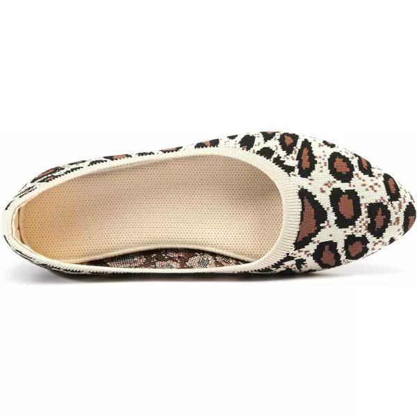 konhill Womens Classic Ballet Flats  Pointy Toe Soft Knit Slip on Dress Shoes 55 US Leopard Beigekonhill Womens Classic Ballet Flats  Pointy Toe Soft Knit Slip on Dress Shoes 55 US Leopard Beige