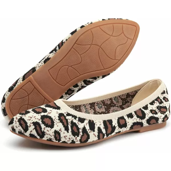 konhill Womens Classic Ballet Flats  Pointy Toe Soft Knit Slip on Dress Shoes 55 US Leopard Beigekonhill Womens Classic Ballet Flats  Pointy Toe Soft Knit Slip on Dress Shoes 55 US Leopard Beige