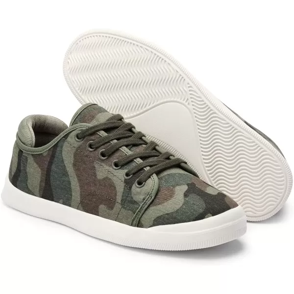 konhill Womens Low Top Sneakers Laceup Canvas Walking Shoes Classic Casual Flats Comfortable Skate Shoes Solid CamouflageAArmy Green Camouflage