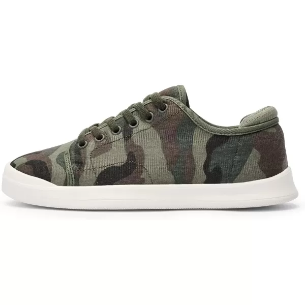 konhill Womens Low Top Sneakers Laceup Canvas Walking Shoes Classic Casual Flats Comfortable Skate Shoes Solid CamouflageAArmy Green Camouflage