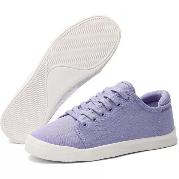 konhill Womens Low Top Sneakers Laceup Canvas Walking Shoes Classic Casual Flats Comfortable Skate Shoes Solid CamouflageALavender