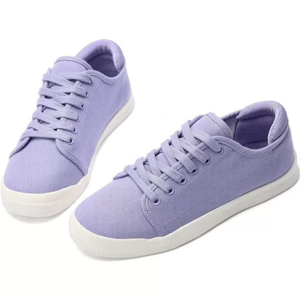 konhill Womens Low Top Sneakers Laceup Canvas Walking Shoes Classic Casual Flats Comfortable Skate Shoes Solid CamouflageALavender