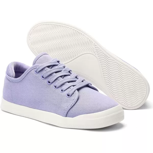 konhill Womens Low Top Sneakers Laceup Canvas Walking Shoes Classic Casual Flats Comfortable Skate Shoes Solid CamouflageALavender