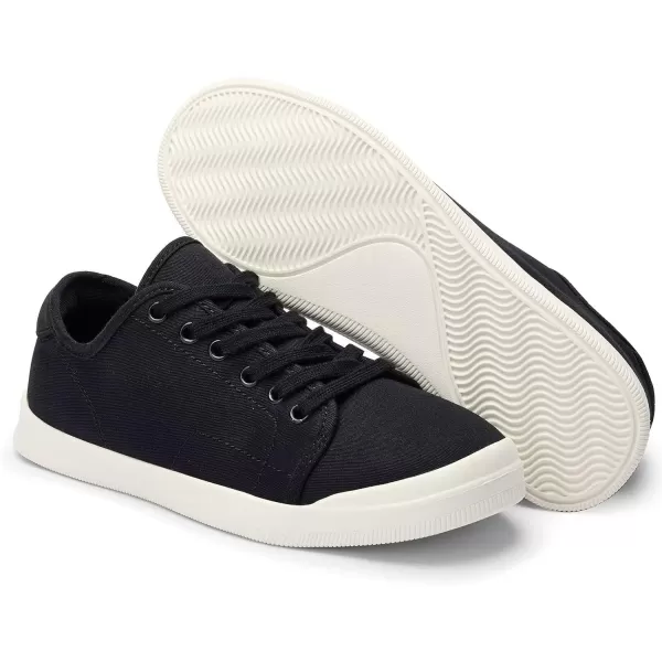 konhill Womens Low Top Sneakers Laceup Canvas Walking Shoes Classic Casual Flats Comfortable Skate Shoes Solid CamouflageBBlack