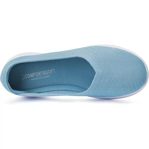 konhill Womens Slip on Loafers  Comfy Walking Tennis LowTop Ballet Flat Nurse Shoes Casual SneakersAqua
