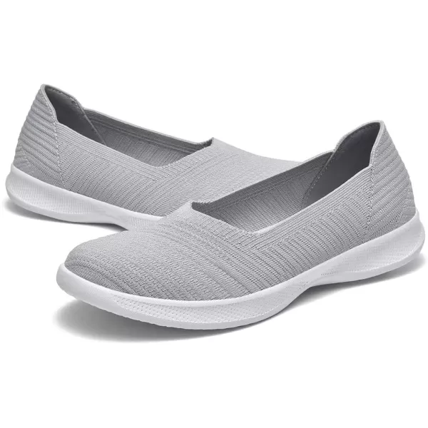 konhill Womens Slip on Loafers  Comfy Walking Tennis LowTop Ballet Flat Nurse Shoes Casual SneakersLight Gray