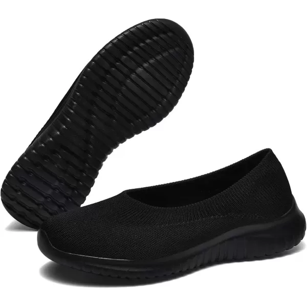 konhill Womens Tennis Walking Shoes  Breathable Casual Work Slipon Sneakers 7 US All Blackkonhill Womens Tennis Walking Shoes  Breathable Casual Work Slipon Sneakers 7 US All Black
