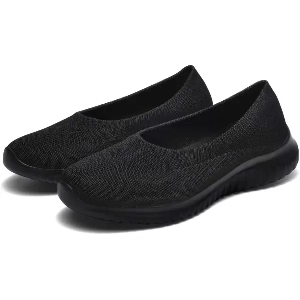konhill Womens Tennis Walking Shoes  Breathable Casual Work Slipon Sneakers 7 US All Blackkonhill Womens Tennis Walking Shoes  Breathable Casual Work Slipon Sneakers 7 US All Black