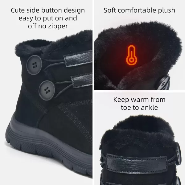 konhill Womens Winter Snow Ankle BootsBooties AntiSlip Resistant Outdoor ShoesBlacka